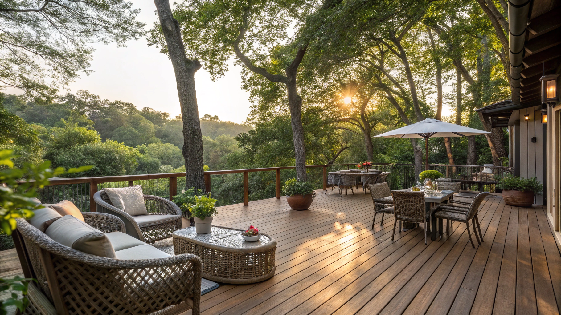 Custom designed outdoor living deck in California