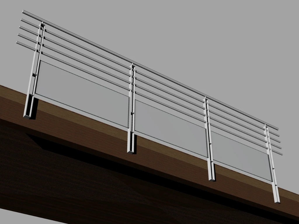 3D model of a stainless steel railing section for a custom deck plan - deck company in Northern California - MH Builders