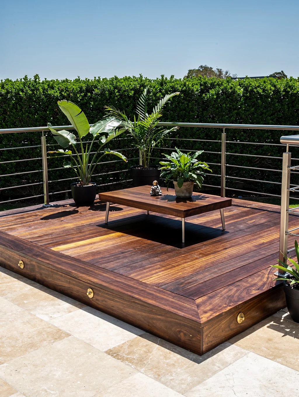 Finished custom deck build overlooking Northern California hills