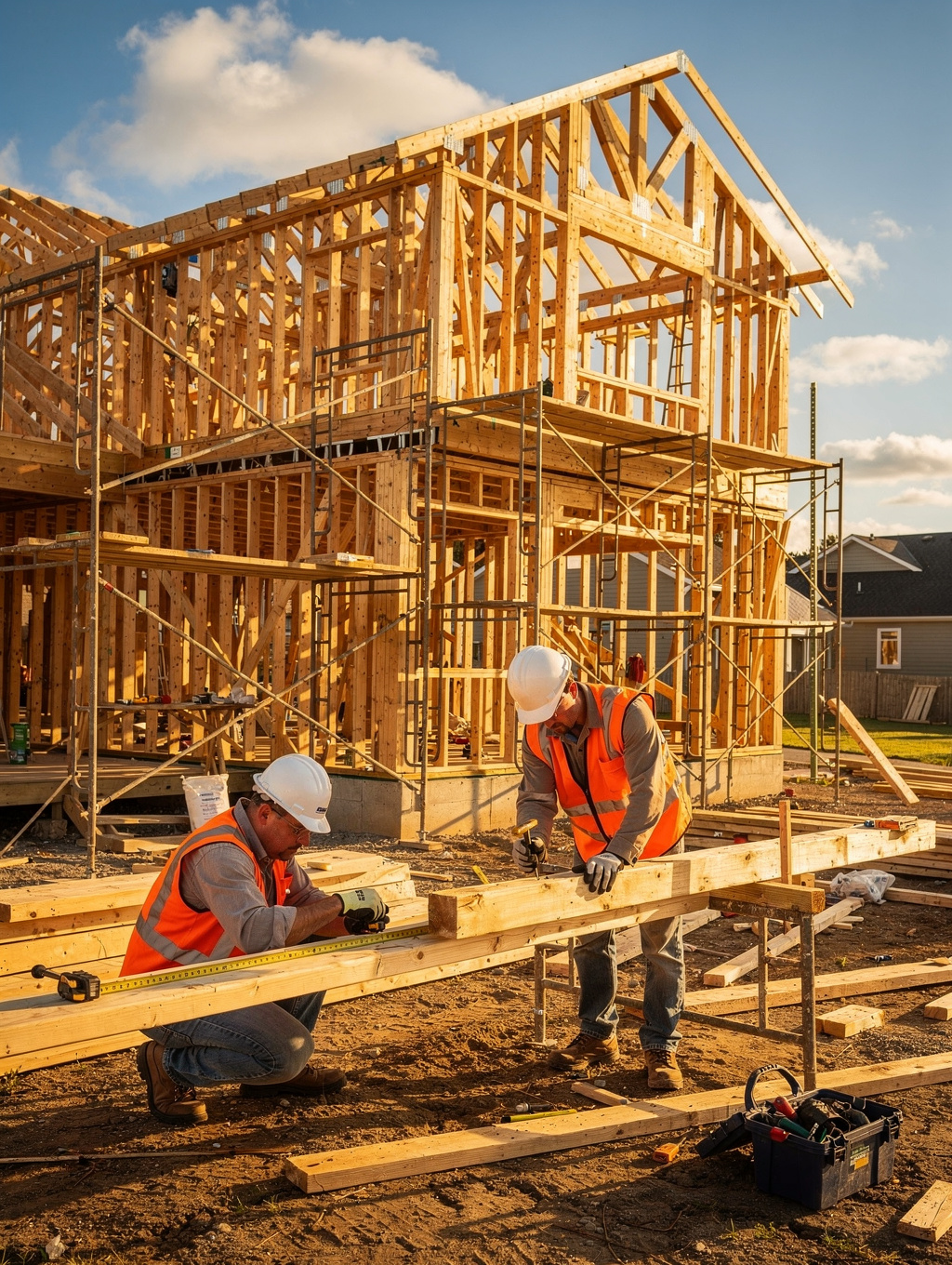 Elevated structural deck framing and heavy-duty beam installation