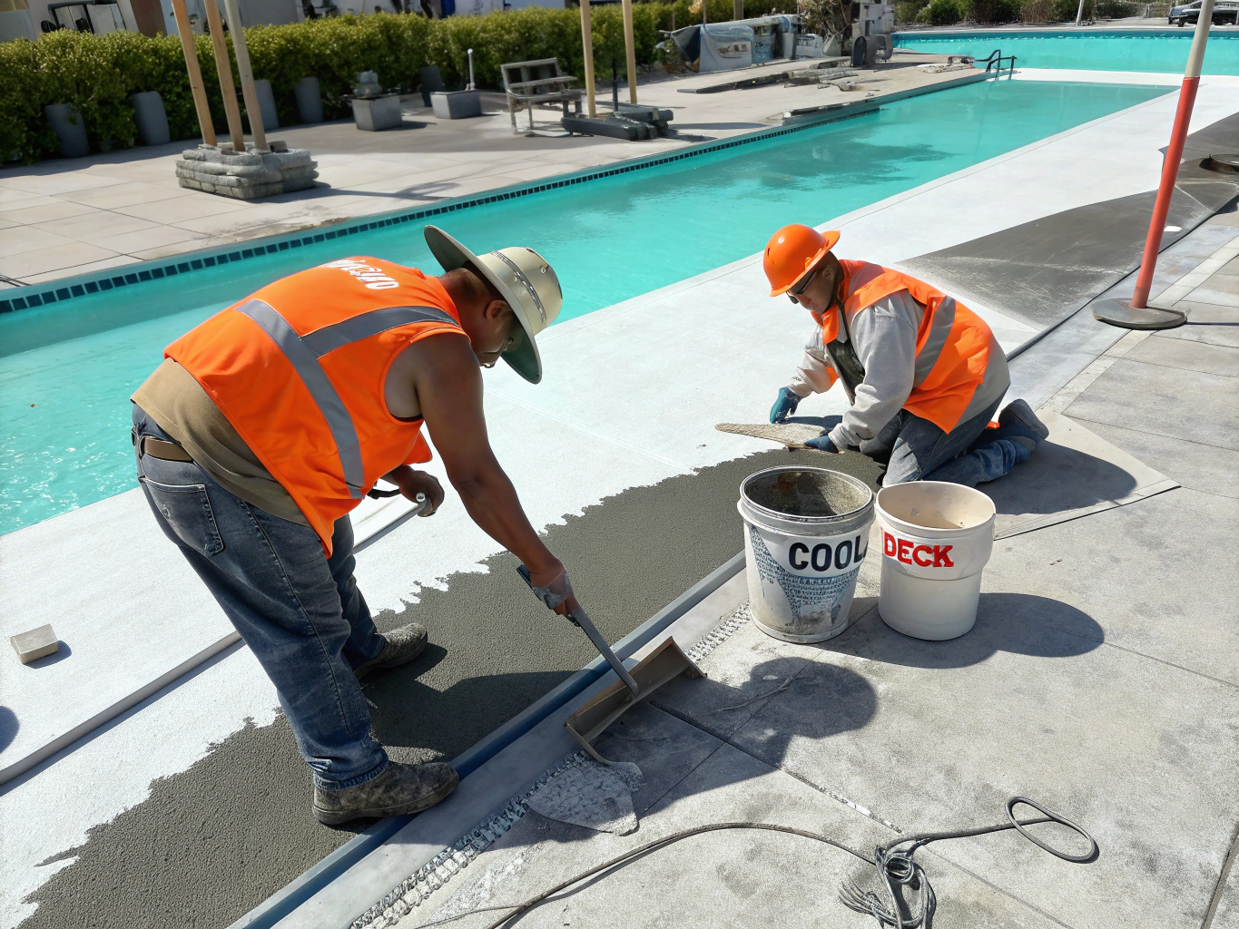 Pool deck installation and resurfacing